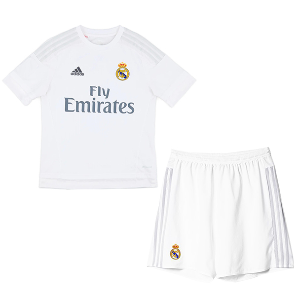 Real madrid maillot rétro de football pour enfants à domicile kit vintage mini-chemise de football pour enfants uniformes pour jeunes 2015-2016