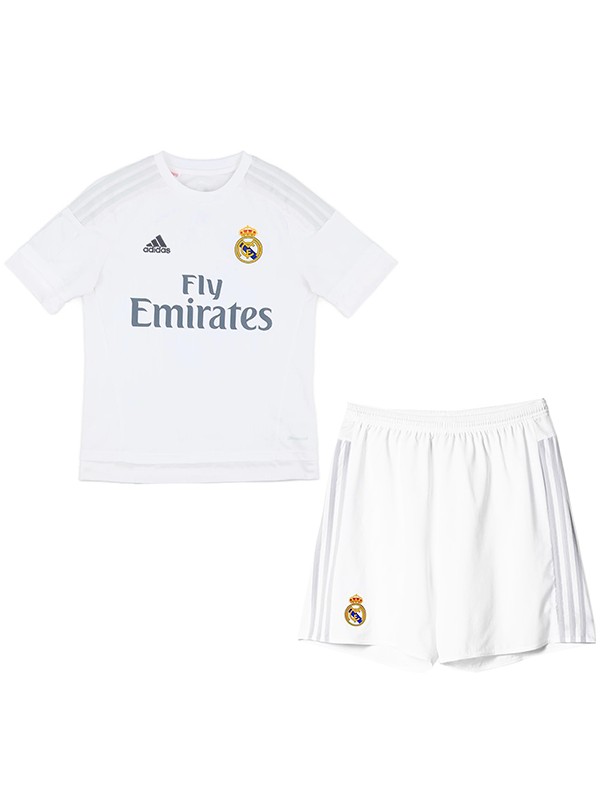 Real madrid maillot rétro de football pour enfants à domicile kit vintage mini-chemise de football pour enfants uniformes pour jeunes 2015-2016