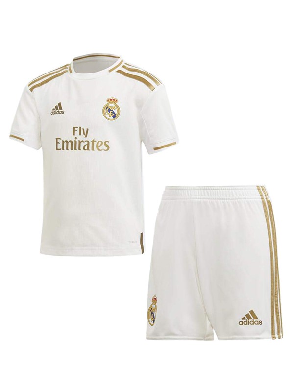 Real madrid maillot rétro de football pour enfants à domicile kit vintage mini-chemise de football pour enfants uniformes pour jeunes 2019-2020
