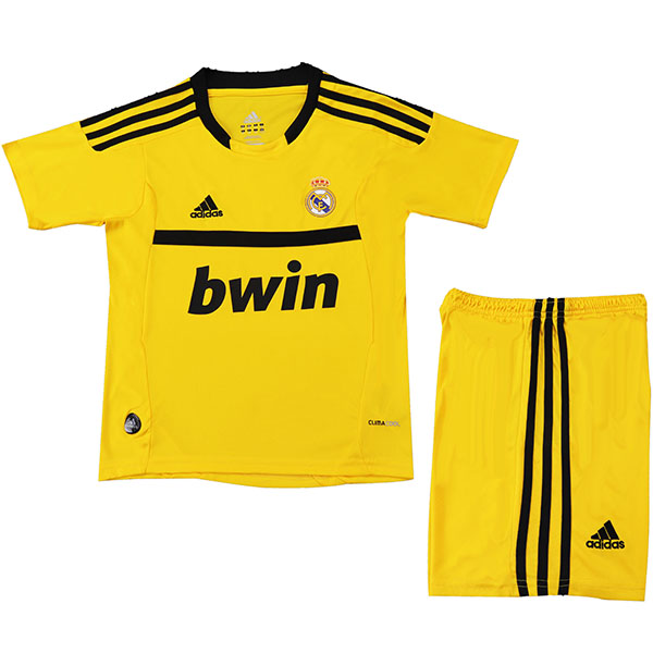 Real madrid maillot de gardien de but rétro pour enfants kit de football enfants vintage 3ème mini maillot de football uniformes pour jeunes 2011-2012