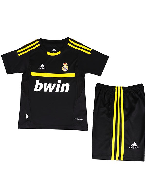 Real madrid maillot de gardien de but rétro pour enfants kit de football maillot de football noir vintage pour enfants mini uniformes pour jeunes 2011-2012