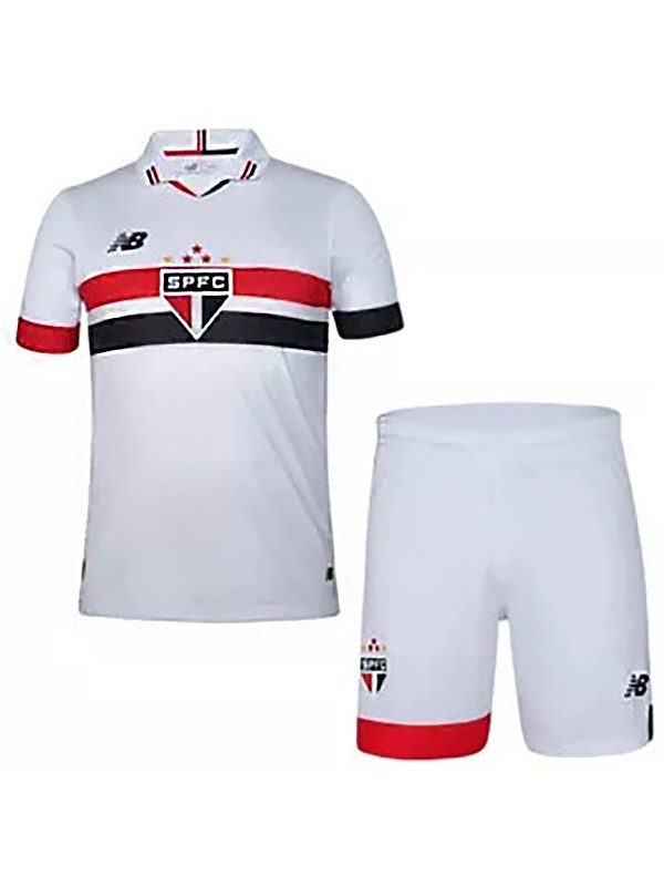 São Paulo domicile maillot de football pour enfants kit de football pour enfants premier mini-chemise de football uniformes pour jeunes 2024-2025