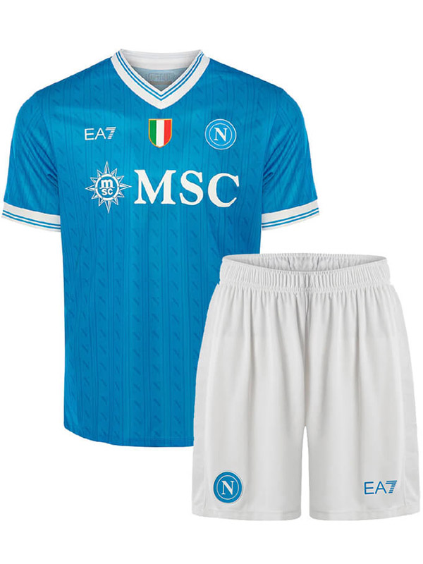 SSC napoli maillot de football domicile pour enfants kit de football pour enfants premier mini-maillot de football uniformes pour jeunes 2025-2026