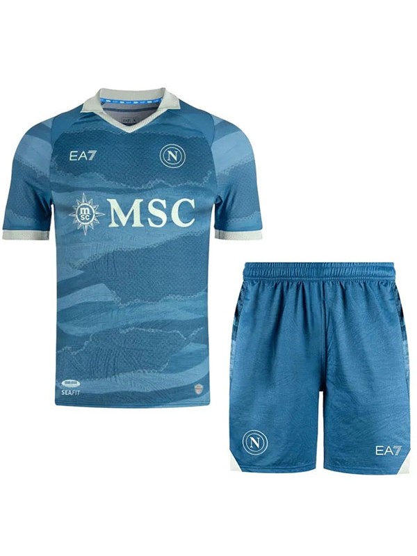 SSC Napoli Partenope maillot de football spécial pour enfants mini-chemise de football indigo uniformes pour jeunes 2024-2025