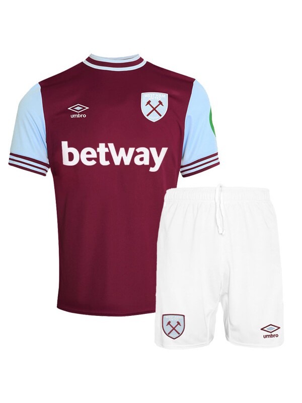 West ham united kit pour enfants à domicile maillot de football pour bébé premier maillot de football pour enfants mini uniformes pour jeunes 2024-2025