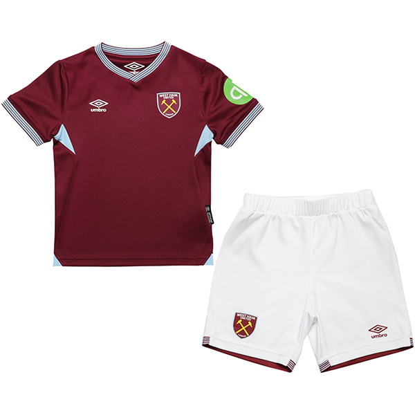 West ham united kit pour enfants à domicile maillot de football pour bébé premier maillot de football pour enfants mini uniformes pour jeunes 2024-2025