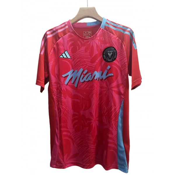 Inter miami maillot de football rouge d'avant-match uniforme de football pour hommes kit de football de sport haut chemise 2024-2025