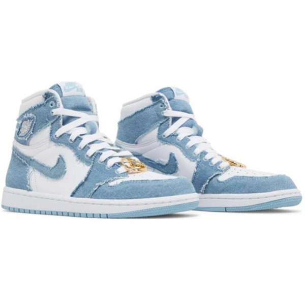 Air Jordan 1 High OG Worn Blue Denim White Metallic Gold