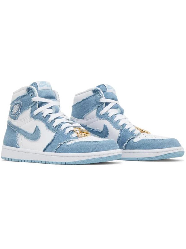 Air Jordan 1 High OG Worn Blue Denim White Metallic Gold