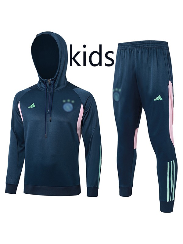 Ajx hoodie jacket kids kit navy football sportswear tracksuit long zipper youth training uniform outdoor children soccer coat 2024