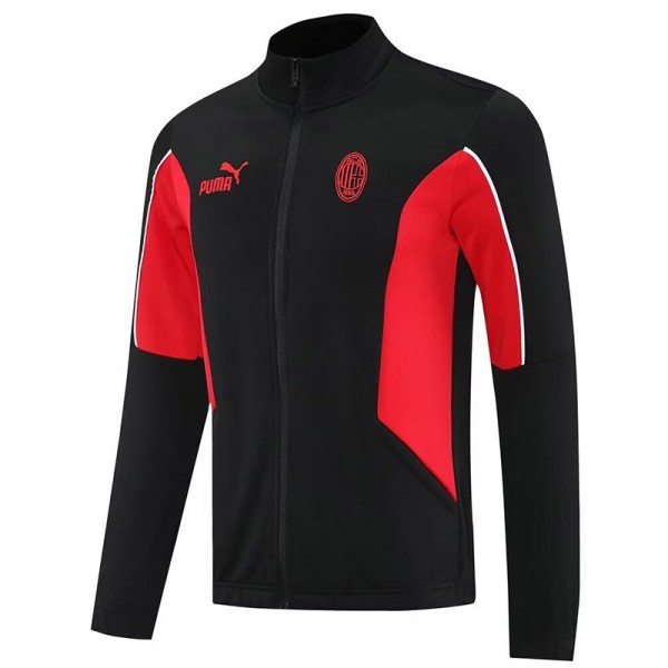 AC Milan veste de football survêtement de sport noir et rouge fermeture éclair complète uniforme kit d'entraînement pour hommes manteau de football extérieur 2025-2026