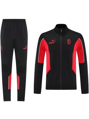AC Milan veste de football survêtement de sport noir et rouge fermeture éclair complète uniforme kit d'entraînement pour hommes manteau de football extérieur 2025-2026