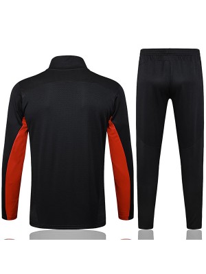 AC milan veste de football vêtements de sport survêtement fermeture éclair complète hommes noir rouge kit d'entraînement manteau de football en plein air 2024-2025