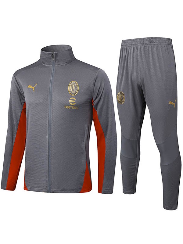 AC Milan vestes football sportswear sportswear ensemble d'entraînement gris full zip pour homme vêtements de football extérieur 2024 - 2025
