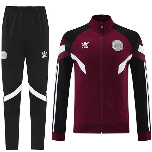 Ajx veste de football survêtement de sport uniforme entièrement zippé veste d'entraînement marron pour homme tenue de football d'extérieur 2024-2025