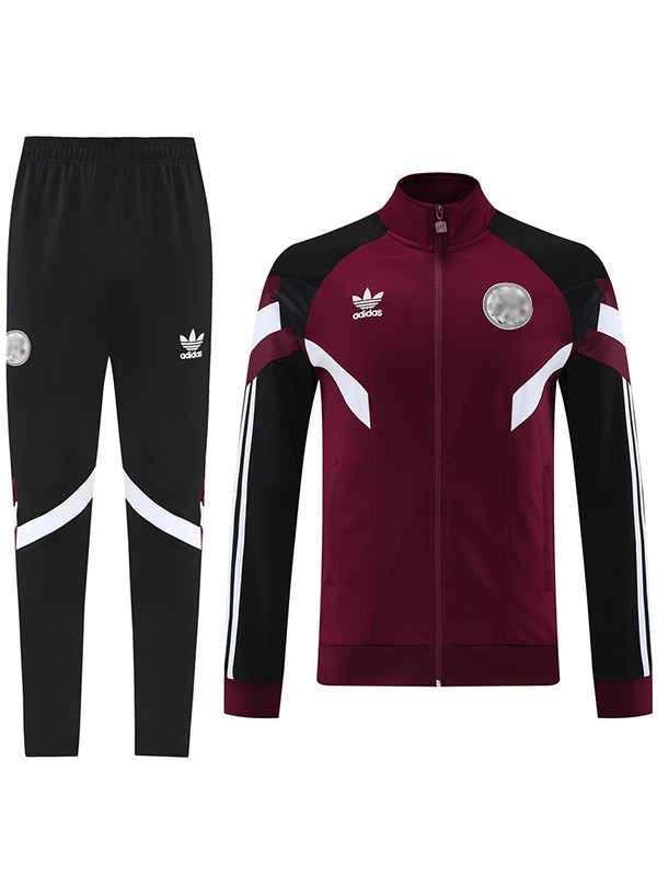 Ajx veste de football survêtement de sport uniforme entièrement zippé veste d'entraînement marron pour homme tenue de football d'extérieur 2024-2025