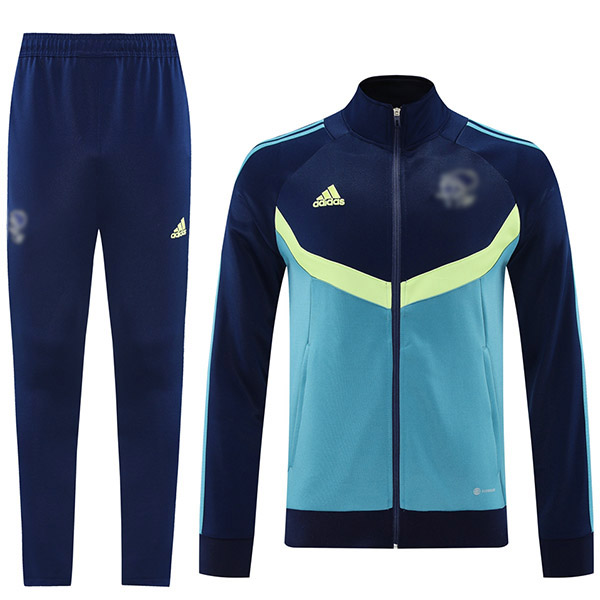 Ajx veste de football survêtement de sport tenue zippée intégrale tenue d'entraînement homme bleu marine veste de football d'extérieur 2024-2025