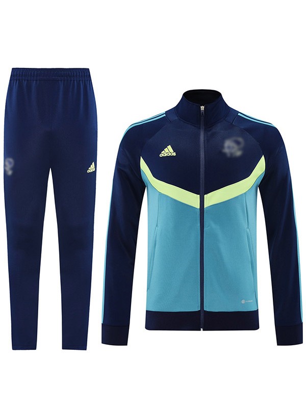 Ajx veste de football survêtement de sport tenue zippée intégrale tenue d'entraînement homme bleu marine veste de football d'extérieur 2024-2025