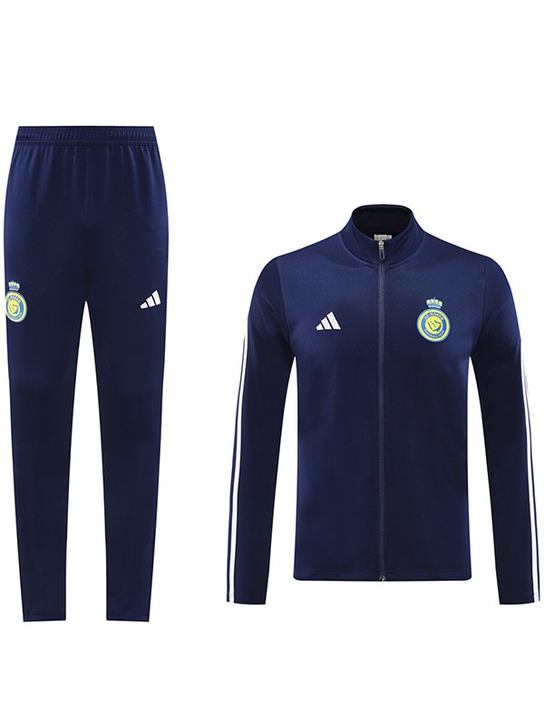 Al-Nassr jacket football sportswear tracksuit full zipper men's training dark blue kit outdoor soccer coat 2024-2025