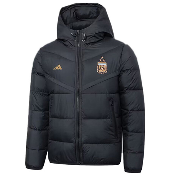 Argentina hoodie cotton-padded jacket football sportswear tracksuit full zipper men's training black kit outdoor soccer coat 2024