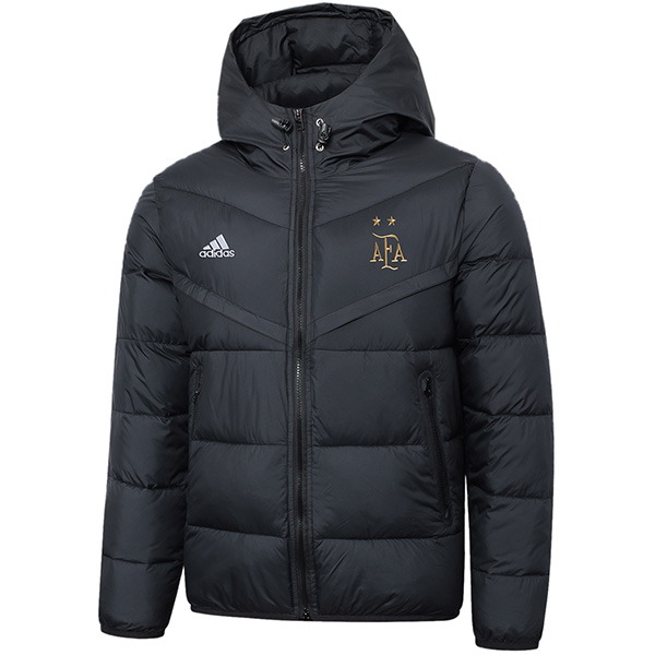 Argentina hoodie cotton-padded jacket football sportswear tracksuit full zipper men's training kit black outdoor soccer coat 2024