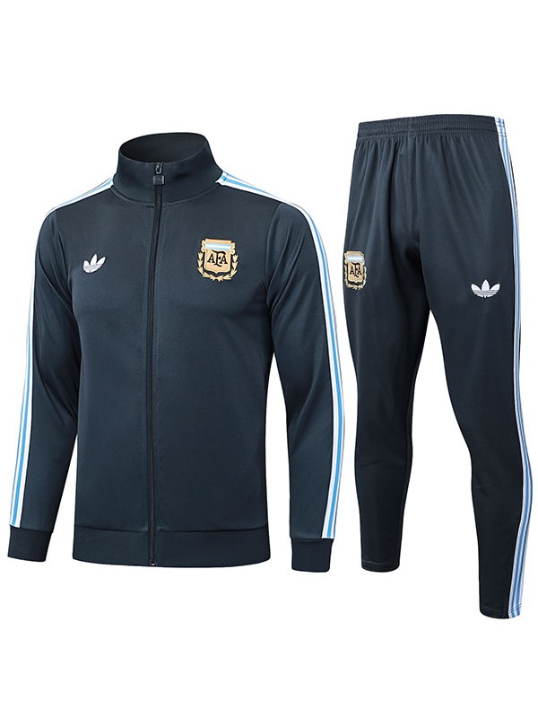 Argentina veste de football survêtement de sport fermeture éclair complète uniforme gris foncé kit d'entraînement pour hommes manteau de football extérieur 2025-2026