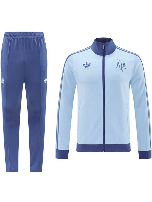 Argentina veste de football survêtement de sport fermeture éclair complète kit d'entraînement bleu clair pour hommes manteau de football extérieur 2024-2025