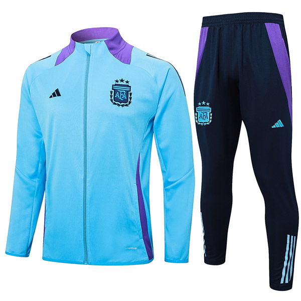 Argentina jacket football sportswear tracksuit full zipper men's training light blue kit outdoor soccer coat 2024-2025