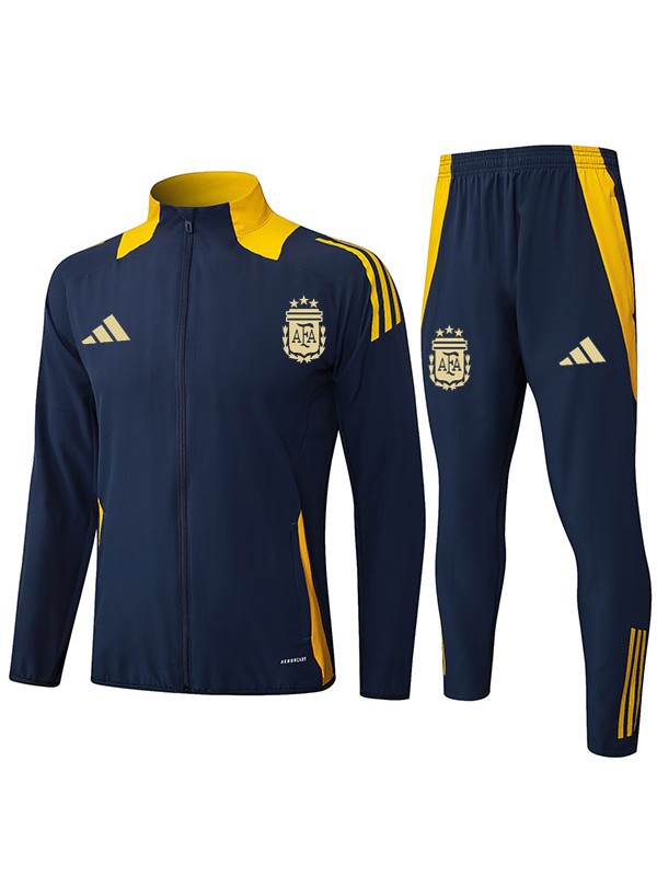 Argentina veste de football survêtement de sport bleu marine fermeture éclair complète kit d'entraînement pour hommes manteau de football extérieur 2024-2025