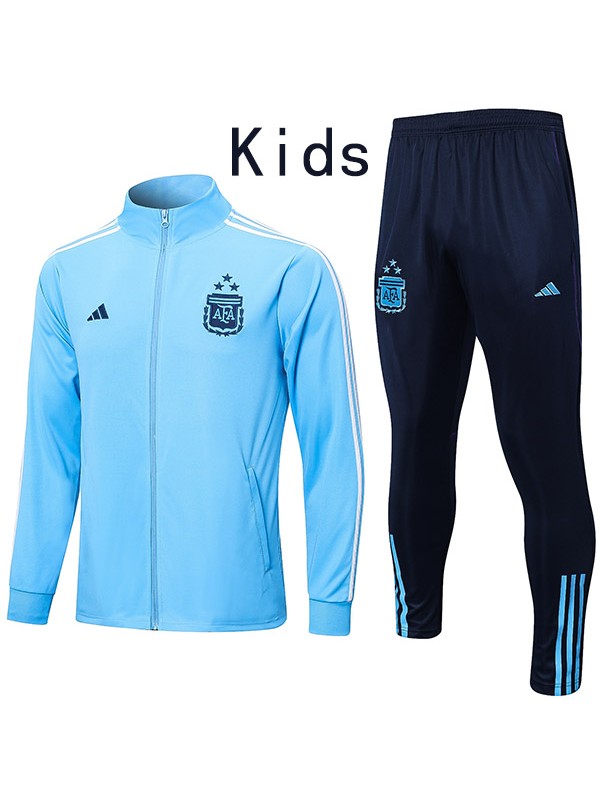 Argentina jacket kids kit blue football sportswear tracksuit long zipper youth training uniform outdoor children soccer coat 2023-2024