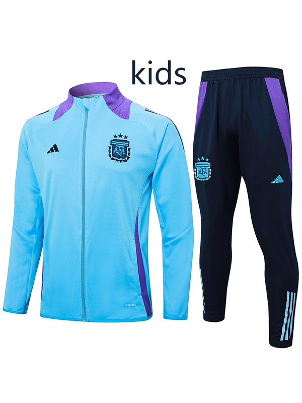 Argentina jacket kids kit football sportswear tracksuit blue navy long zip-necked youth training uniform outdoor children soccer coat 2024-2025