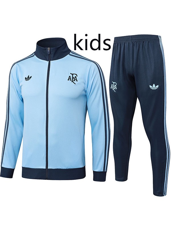 Argentine veste enfants kit football sportswear survêtement bleu ciel long col zippé jeunesse entraînement uniforme extérieur enfants football manteau 2024-2025