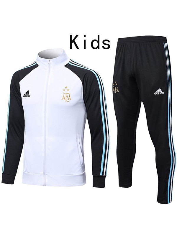 Argentina jacket kids kit football sportswear tracksuit white black long zipper youth training uniform outdoor children soccer coat 2023-2024