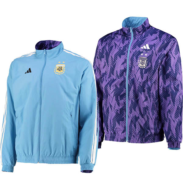 Argentina coupe-vent à capuche football sportswear survêtement fermeture éclair complète entraînement pour hommes bleu kit manteau de football en plein air 2025-2026