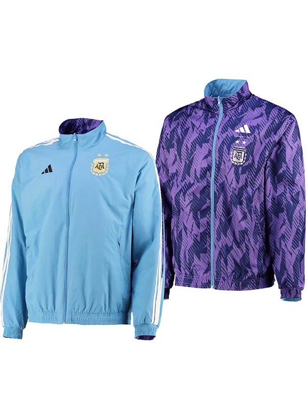 Argentina coupe-vent à capuche football sportswear survêtement fermeture éclair complète entraînement pour hommes bleu kit manteau de football en plein air 2025-2026