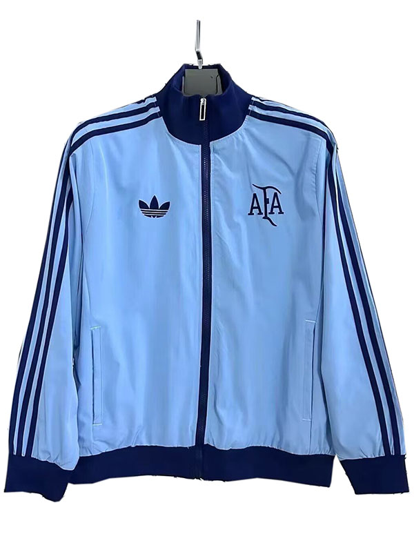 Argentina coupe-vent veste à capuche football sportswear survêtement fermeture éclair complète entraînement pour hommes bleu kit manteau de football en plein air 2025-2026