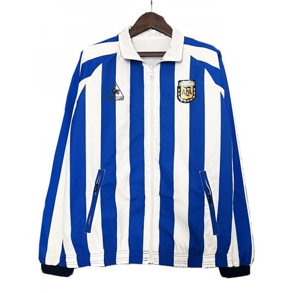 Argentina coupe-vent veste à capuche football sportswear survêtement fermeture éclair complète entraînement pour hommes blanc bleu kit manteau de football en plein air 2024-2025