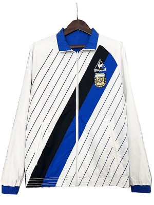 Argentina coupe-vent veste à capuche football sportswear survêtement fermeture éclair complète entraînement pour hommes blanc bleu kit manteau de football en plein air 2024-2025