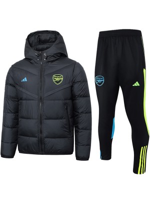 Arsenal hoodie cotton-padded jacket football sportswear tracksuit full zipper men's training black kit outdoor soccer coat 2024