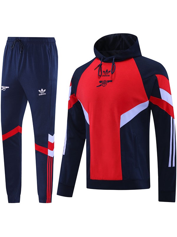 Arsenal veste à capuche survêtement de sport de football avec fermeture éclair complète kit d'entraînement rouge bleu marine pour hommes uniforme d'extérieur athlétique manteau de football tout noir 2024-2025