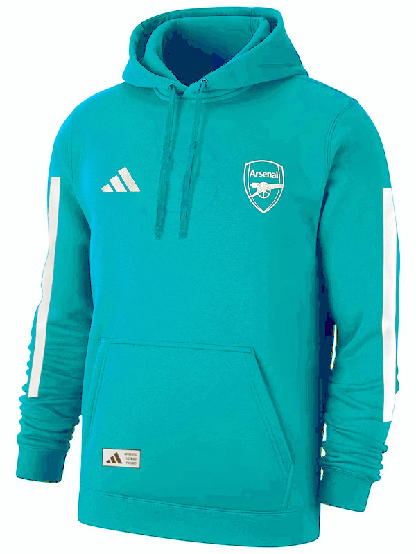 Arsenal veste à capuche survêtement manteau d'entraînement bleu sarcelle pour homme 2025-2026