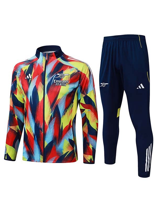 Arsenal veste de football survêtement rouge et jaune combinaison à fermeture éclair complète kit d'entraînement pour hommes manteau de football extérieur 2025-2026