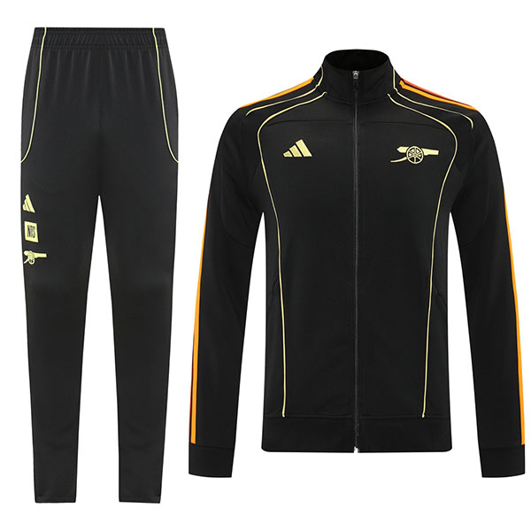 Arsenal veste de football survêtement de sport uniforme à fermeture éclair complète kit d'entraînement noir pour hommes manteau de football extérieur 2025-2026