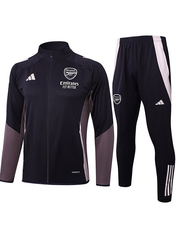 Arsenal veste de football survêtement de sport uniforme à fermeture éclair complète kit d'entraînement gris pour hommes manteau de football extérieur 2024-2025