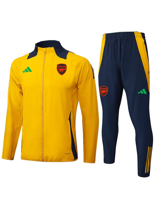 Arsenal veste de football survêtement de sport fermeture éclair complète uniforme pour hommes kit d'entraînement jaune et bleu marine manteau de football extérieur 2024-2025