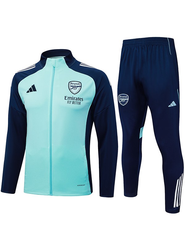 Arsenal veste de football survêtement de sport fermeture éclair complète bleu sarcelle bleu marine kit d'entraînement manteau de football extérieur 2025-2026