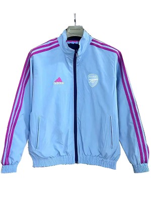 Arsenal veste coupe-vent à capuche survêtement de sport de football bleu uniforme à fermeture éclair complète kit d'entraînement pour hommes manteau de football extérieur 2025-2026