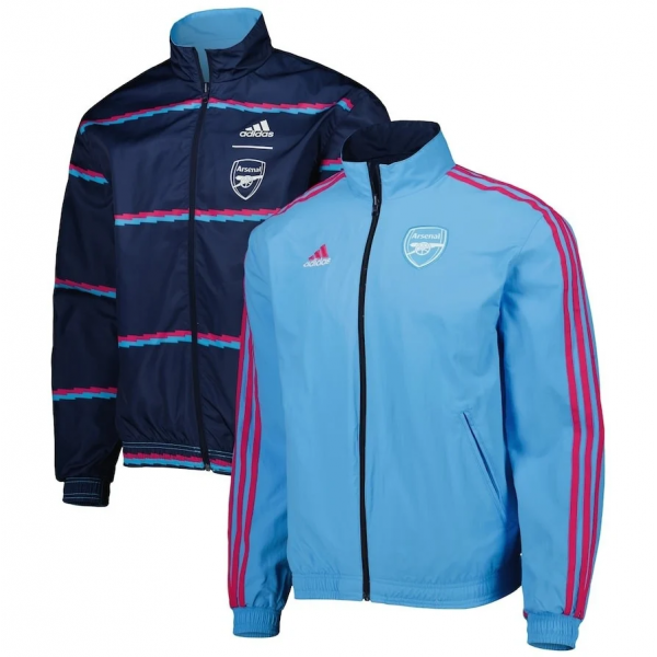 Arsenal veste coupe-vent à capuche survêtement de sport de football bleu uniforme à fermeture éclair complète kit d'entraînement pour hommes manteau de football extérieur 2025-2026