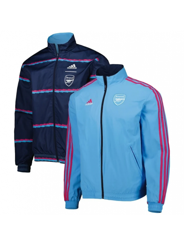Arsenal veste coupe-vent à capuche survêtement de sport de football bleu uniforme à fermeture éclair complète kit d'entraînement pour hommes manteau de football extérieur 2025-2026