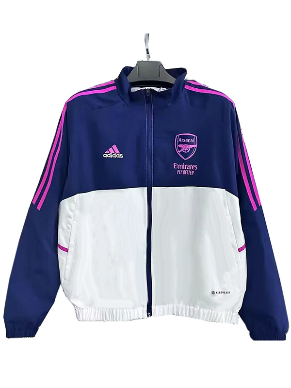 Arsenal veste coupe-vent à capuche survêtement de football vêtements de sport blanc bleu marine fermeture éclair complète uniforme kit d'entraînement pour hommes manteau de football en plein air 2025-2026